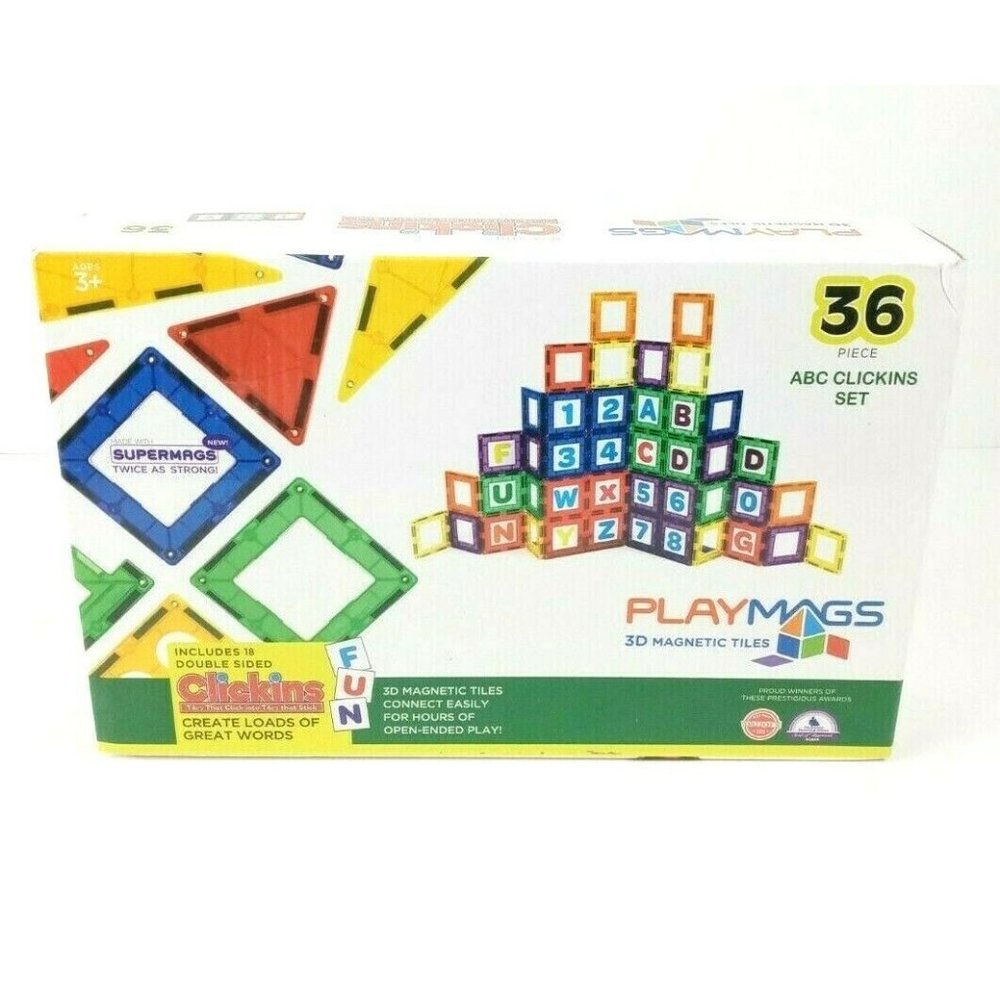 PlayMags 3D Magnetic Tiles 36 Pieces ABC Chickens